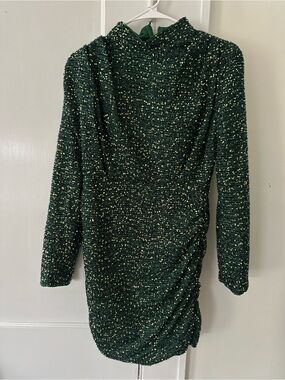Sparkle sequin Green Long Sleeve Party Dress
